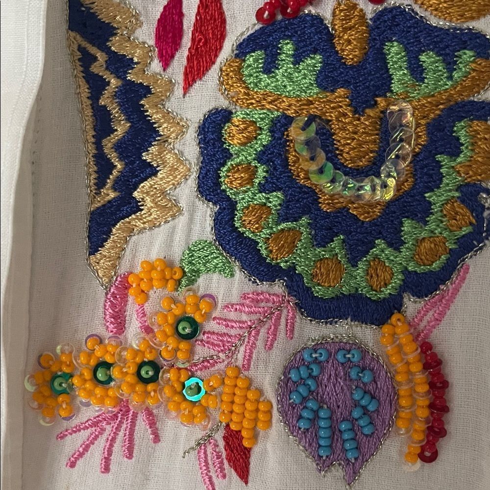 Etro White Blouse with Colorful Embroidery and beading - Picture 4 of 11